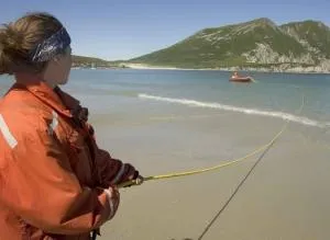 pulling boat to shore